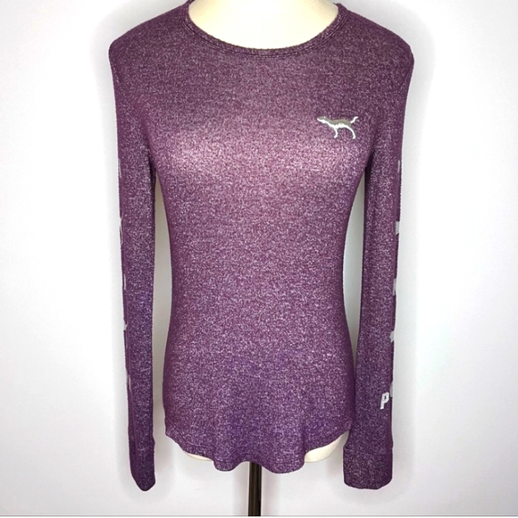 PINK Victoria's Secret Other - PINK VICTORIA’S SECRET Purple Long Sleeve Sleepwear Shirt Small Graphic Logo